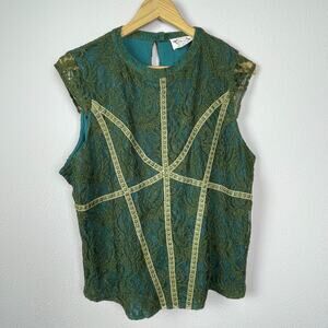 Mia Joy L Lace Studded Green Top‎ – Whimsical Fairy Forest Whimsy Goth